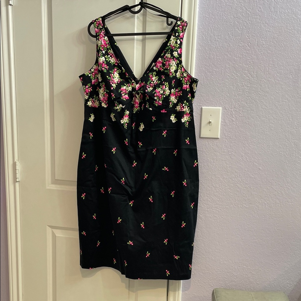 Amanda Smith Black Dress with Pink Floral Design